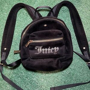 Juicy Couture Mini Backpack - Black Velour - Y2K